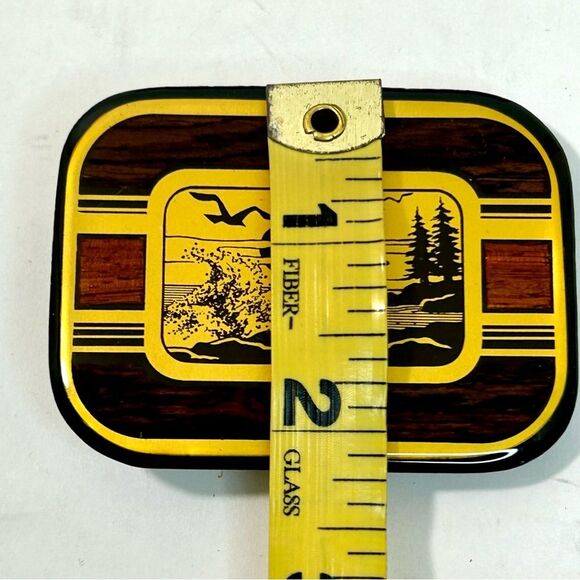 Vintage 70s/80s Harmony Metals Wooden Inlay and Solid Brass Western Belt Buckle - Picture 8 of 8